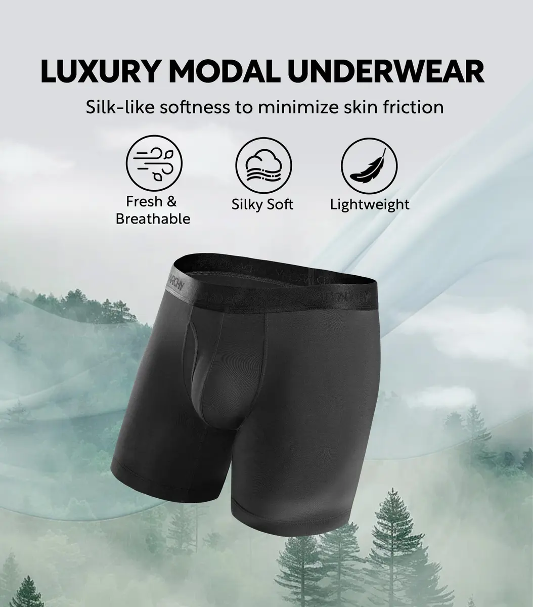 DAVID ARCHY Mens Modal Boxer Briefs Second Skin Trunks Underwear 3/4/7 Pack | Silky, Breathable Support for Daily Comfort - view 3