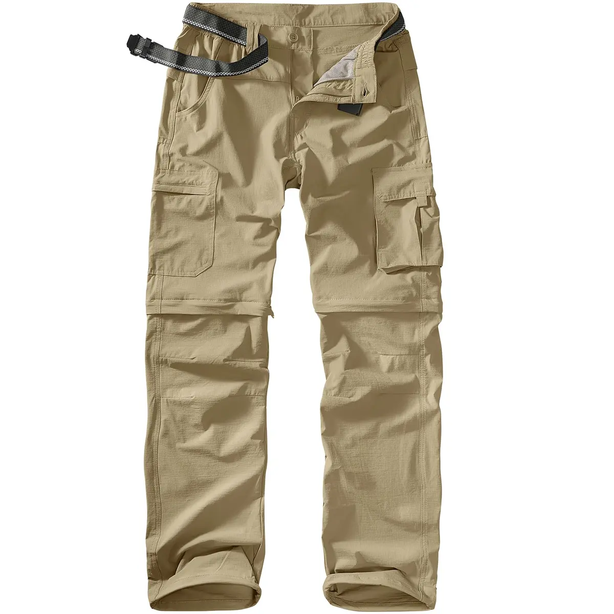 linlon Men's Quick Dry Convertible Hiking Cargo Pants with Belt, Khaki, 32 (81.3 cm) | UPF 50+ Sun Protection - main product image