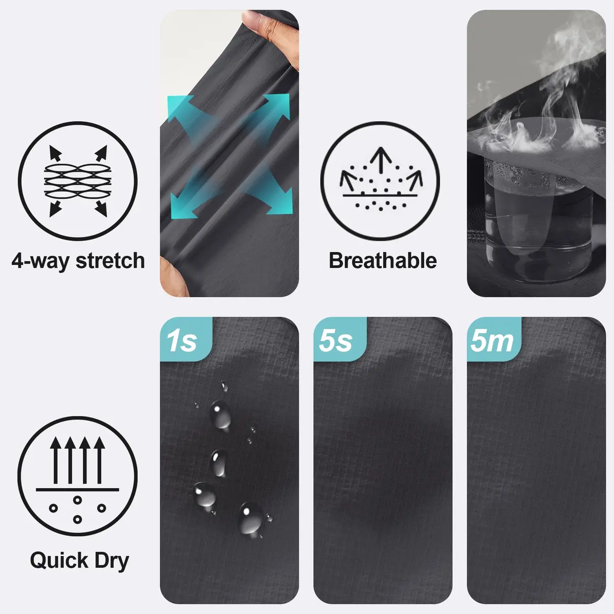 linlon Men's Quick Dry Convertible Hiking Pants with UPF 50+ Sun Protection, Grey, 30 (76 cm) | Lightweight & Breathable Cargo Trousers - view 8