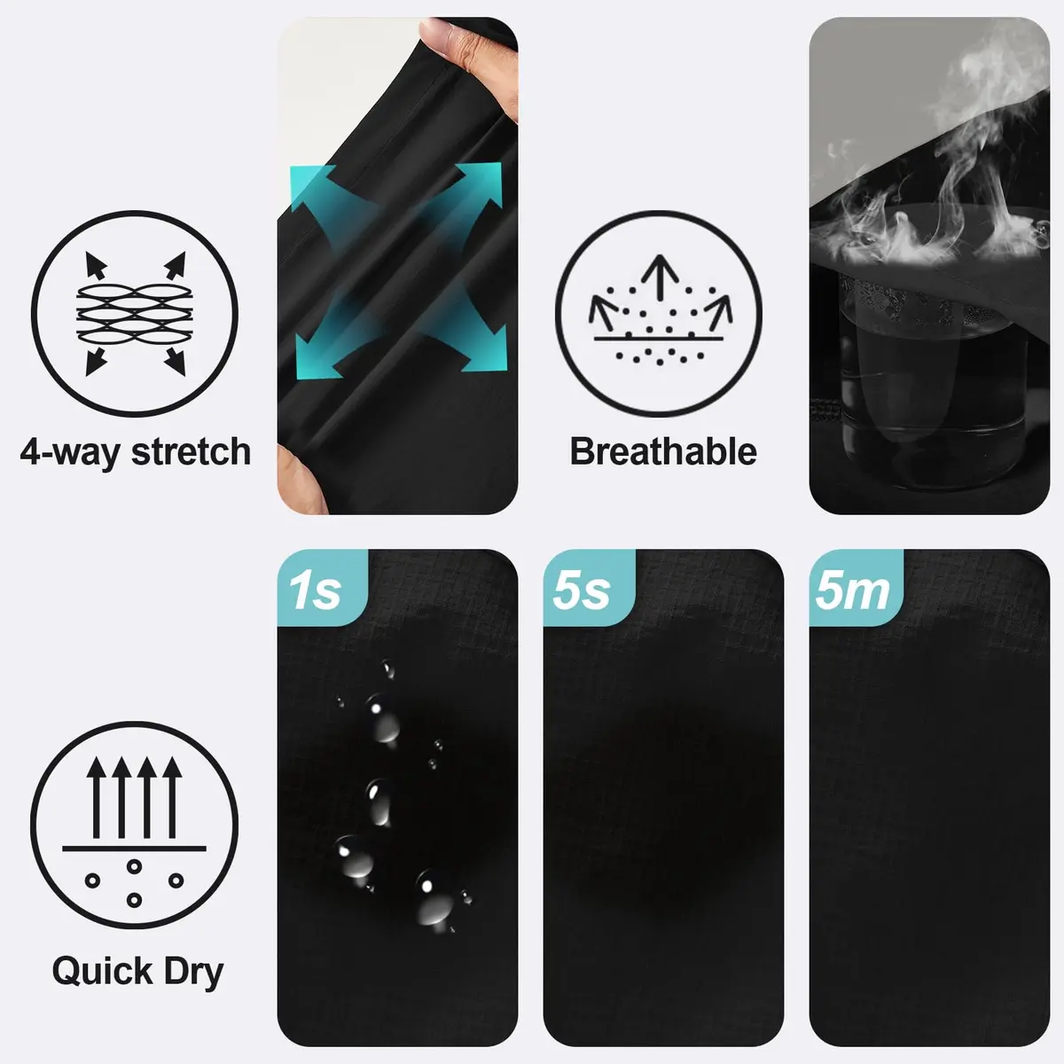 linlon Men's Convertible Hiking Pants Black 42 (106.7cm) | Quick Dry Lightweight Cargo Trousers - view 8