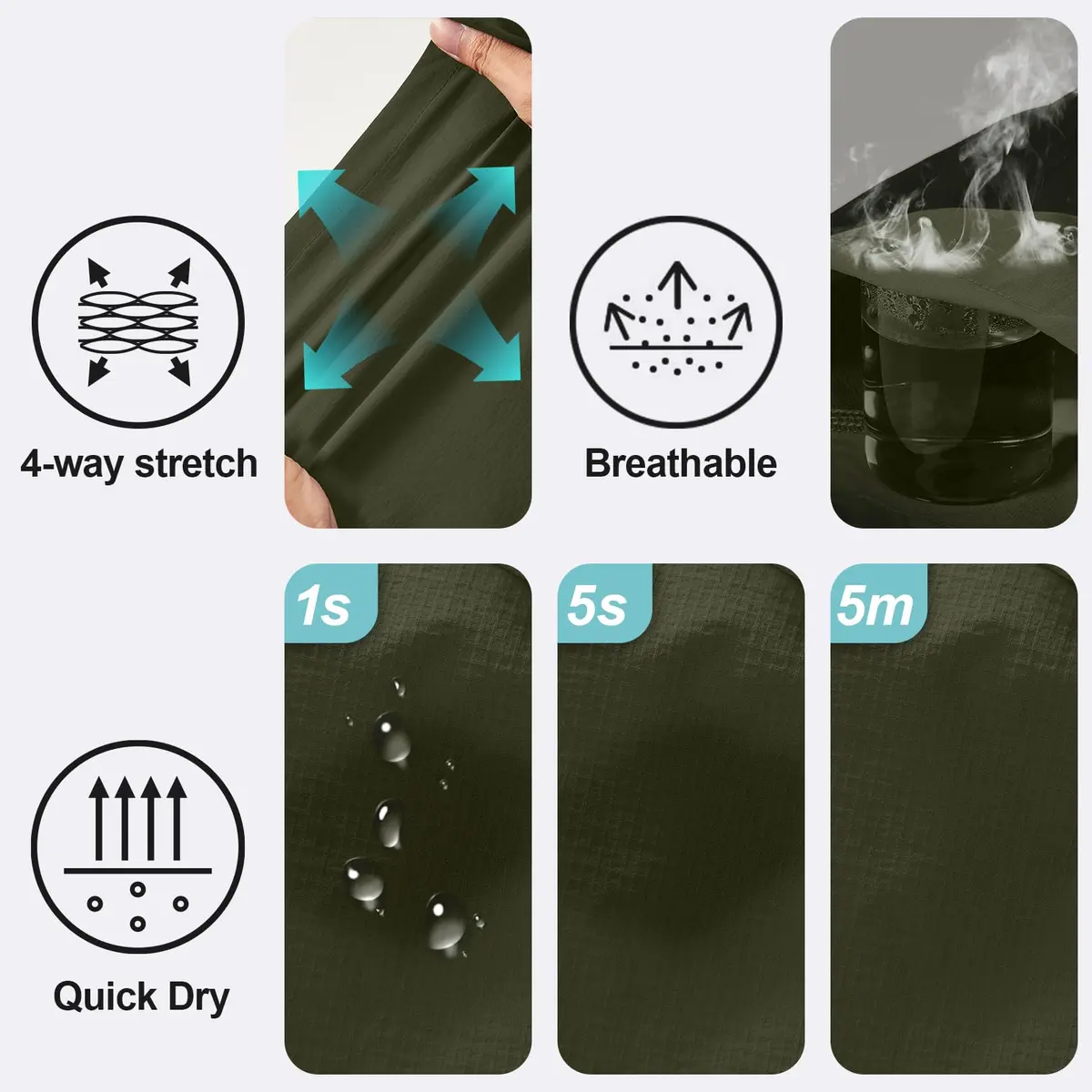 linlon Men's Quick Dry Convertible Hiking Pants | Army Green, 30 (76 cm) - view 9