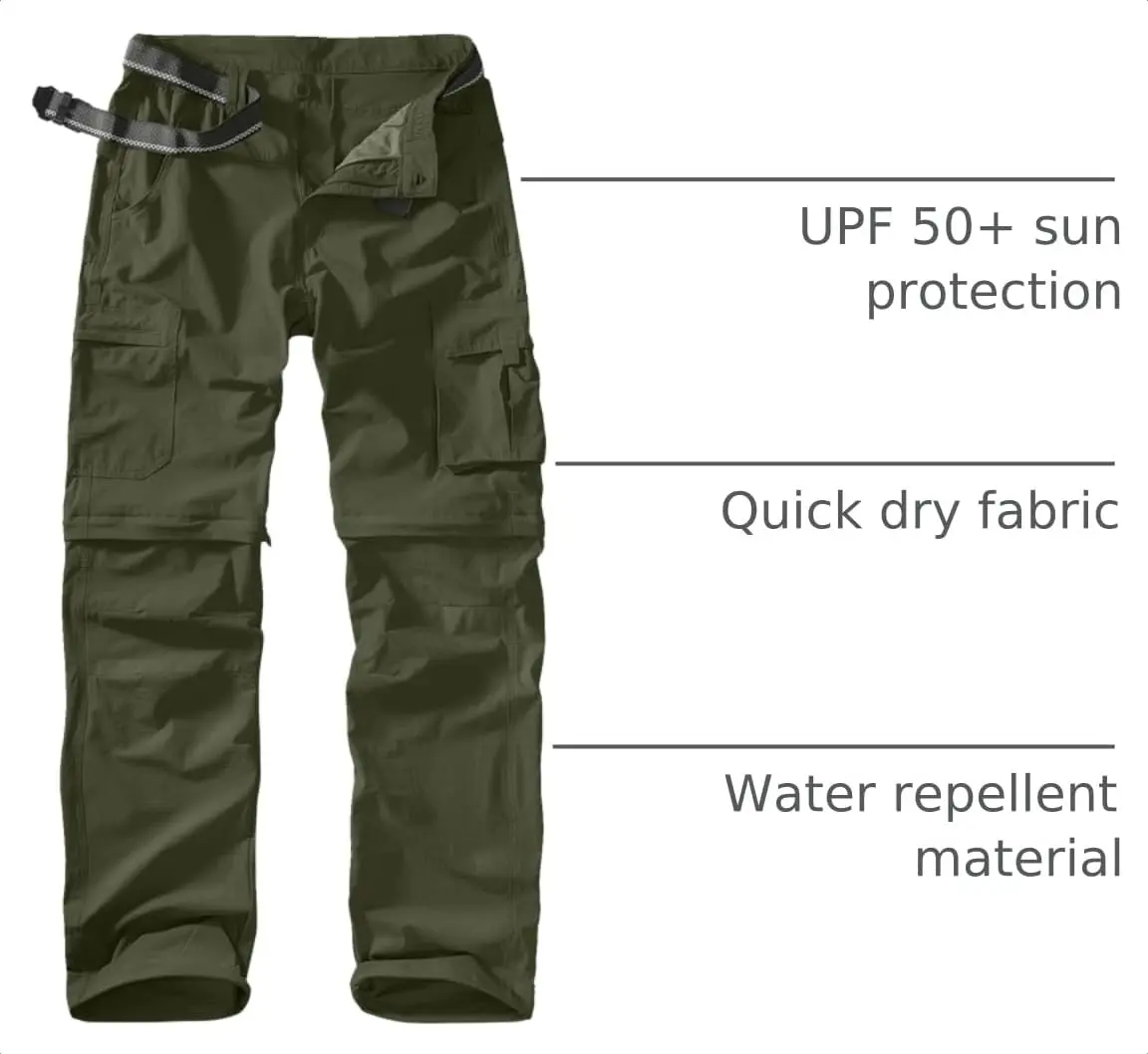 linlon Men's Quick Dry Convertible Hiking Pants | Army Green, 30 (76 cm) - view 4