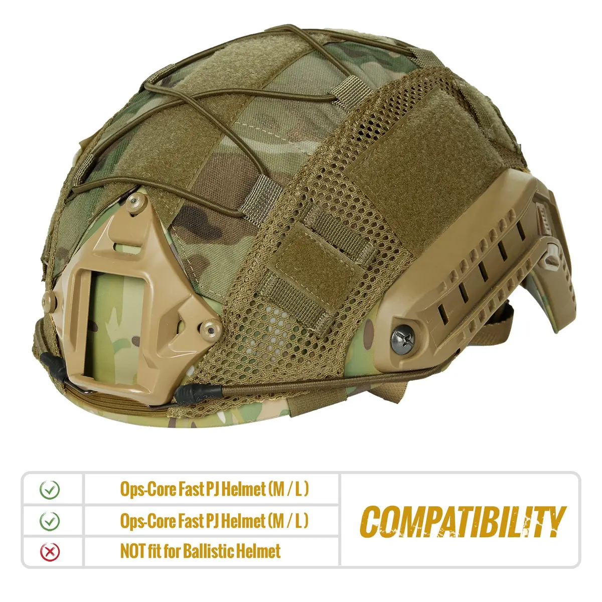 ONETIGRIS Helmet Cover, Tactical Fast Cover Cloth for PJ Helmet, Size M/L | Water-Resistant Cordura Nylon - view 3