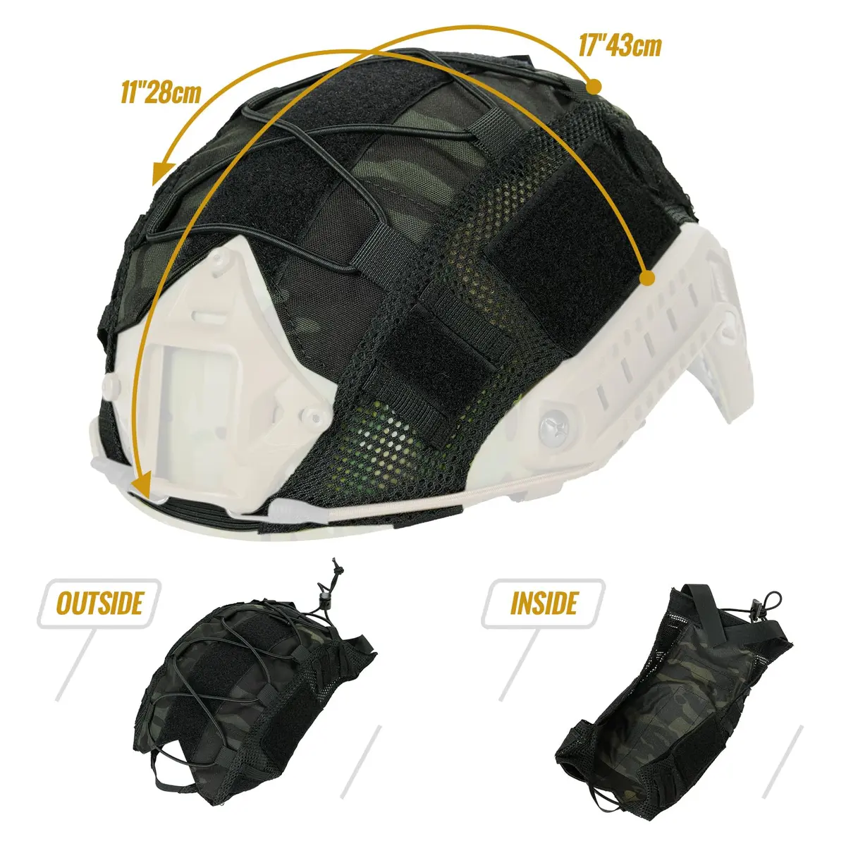 ONETIGRIS Helmet Cover, Tactical Fast Cover Cloth for PJ Helmet, Size M/L | Water-Resistant Cordura Nylon - view 4