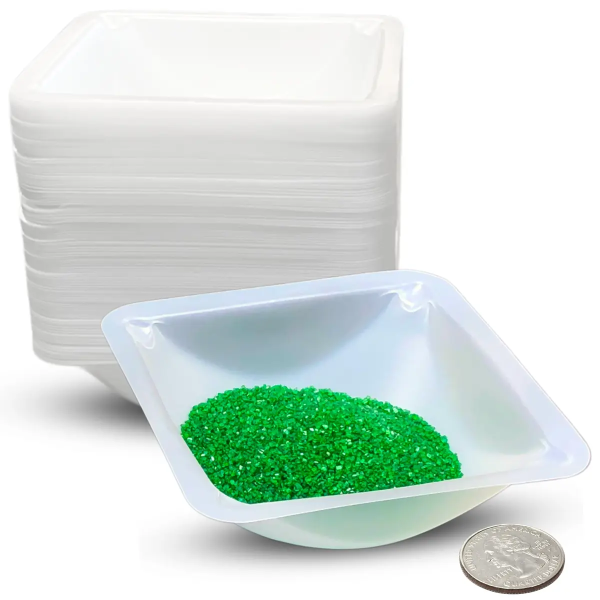 Pure Ponta 100mL Weigh Boats (125 Pack) | Antistatic Polystyrene Lab Trays for Powder Measuring - main product image