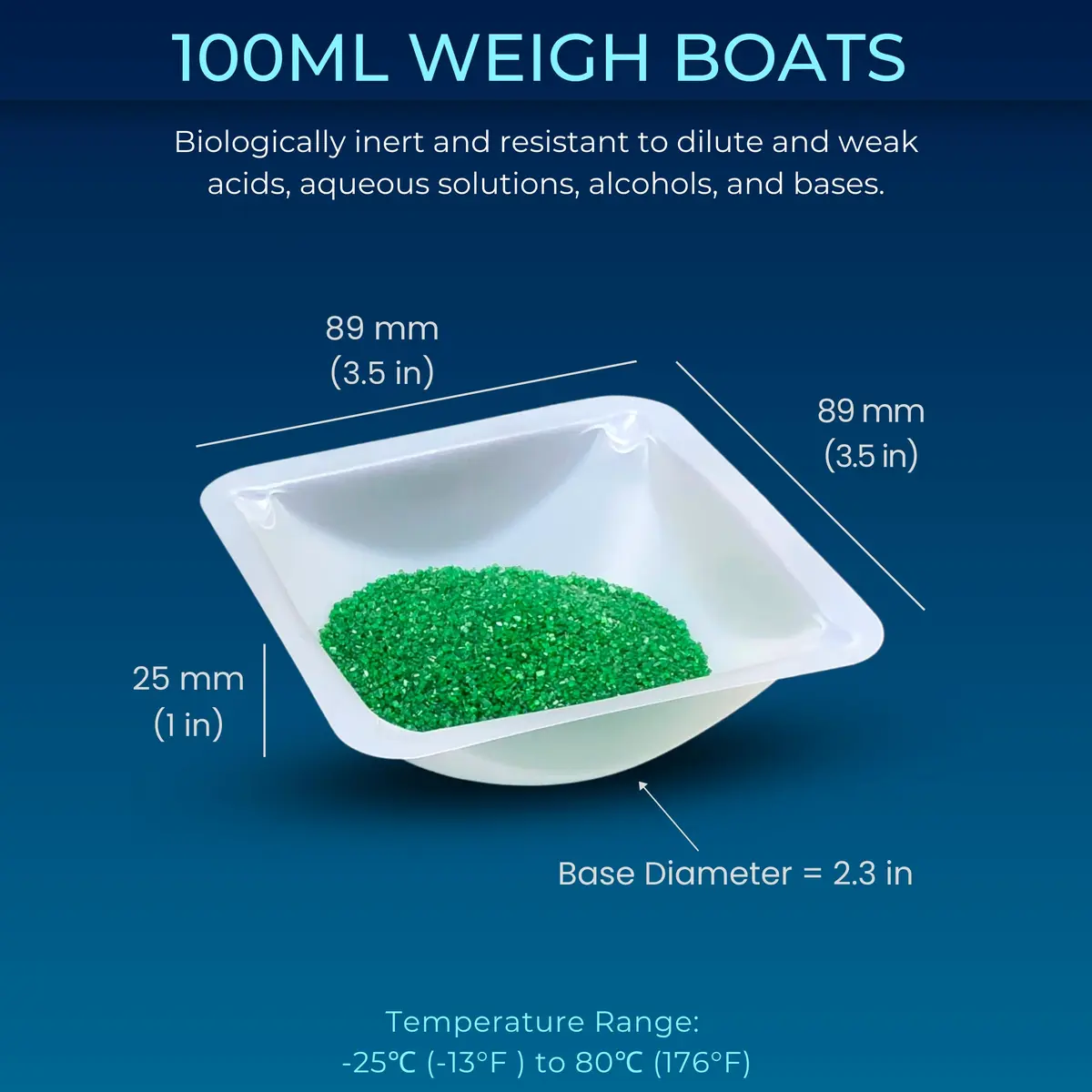 Pure Ponta 100mL Weigh Boats (125 Pack) | Antistatic Polystyrene Lab Trays for Powder Measuring - view 5