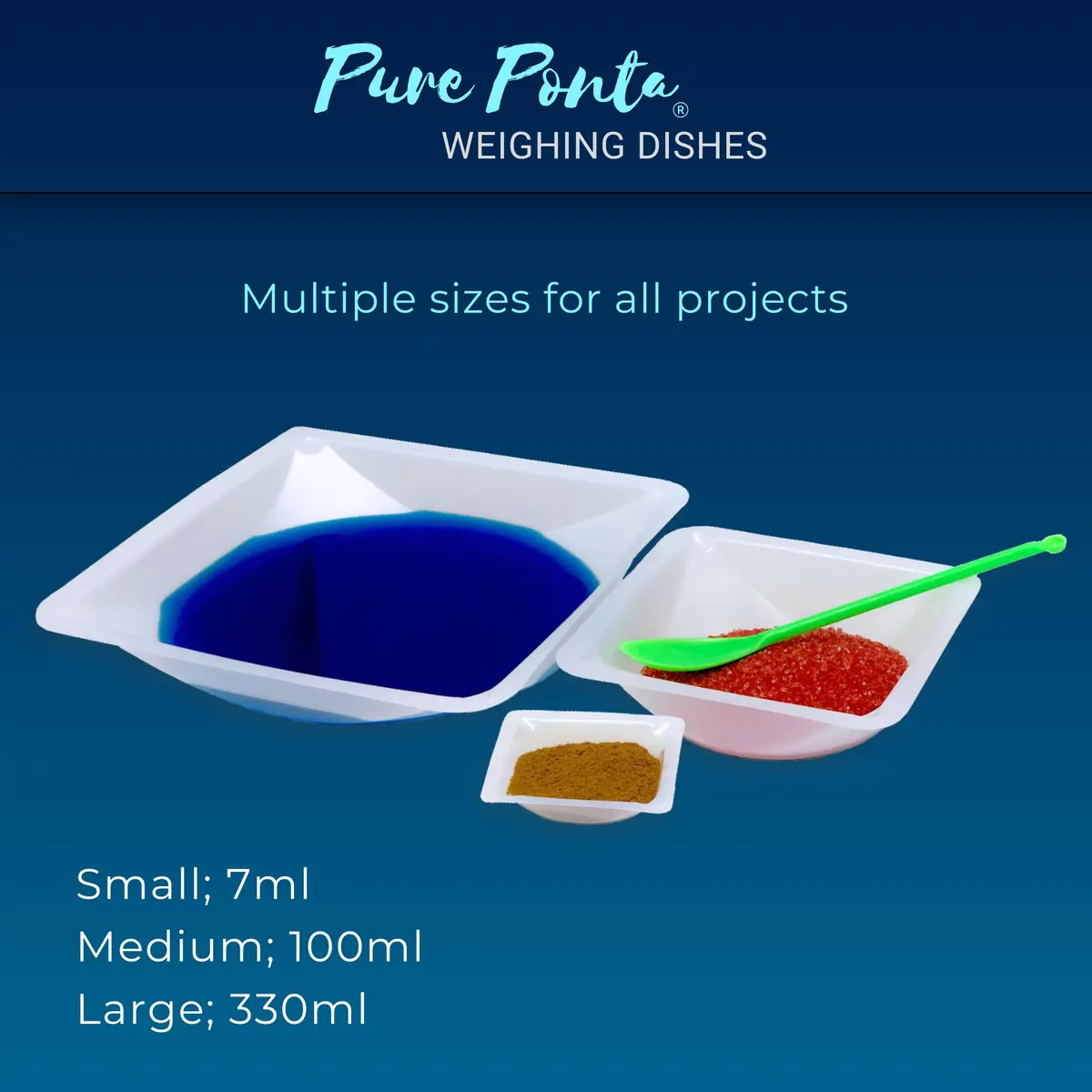 Pure Ponta 100mL Weigh Boats (125 Pack) | Antistatic Polystyrene Lab Trays for Powder Measuring - view 9