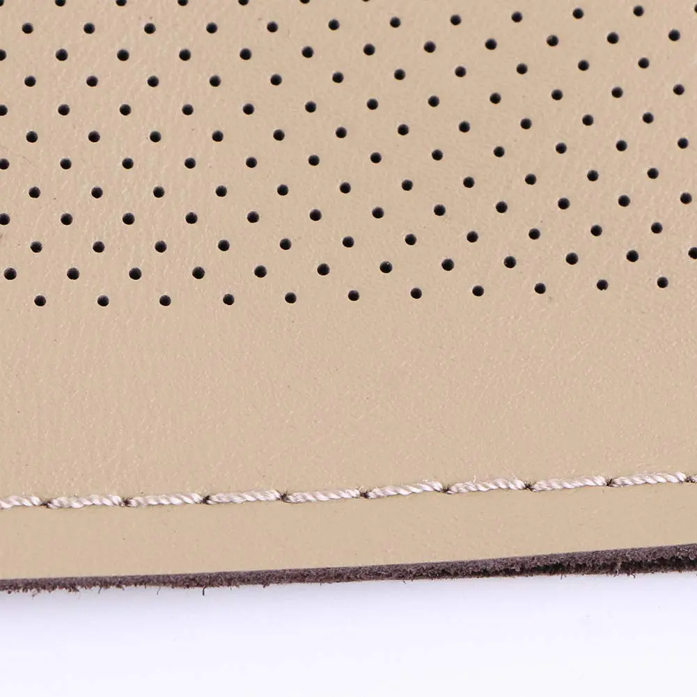 O SHI CAR Elegant Beige Genuine Leather Car Steering Wheel Cover 15 Inch | Anti-slip & Durable - view 9