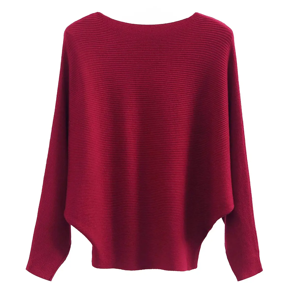 GABERLY Boat Neck Batwing Sleeves Dolman Sweater for Women | Soft, Oversized, Burgundy - main product image
