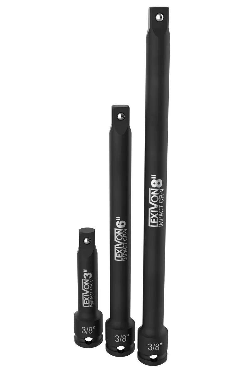 LEXIVON 3/8" Drive Impact Driver Extension Bar Set 3" 6" 8" | Chrome Vanadium Steel Tool Set - main product image