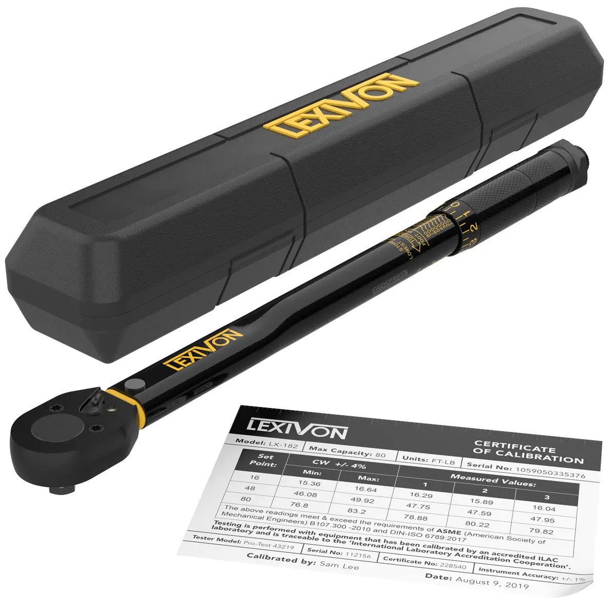 LEXIVON 3/8-Inch Drive Click Torque Wrench 10~80 Ft-Lb / 13.6~108.5 Nm | Precision Calibrated, Durable, Easy Read - main product image
