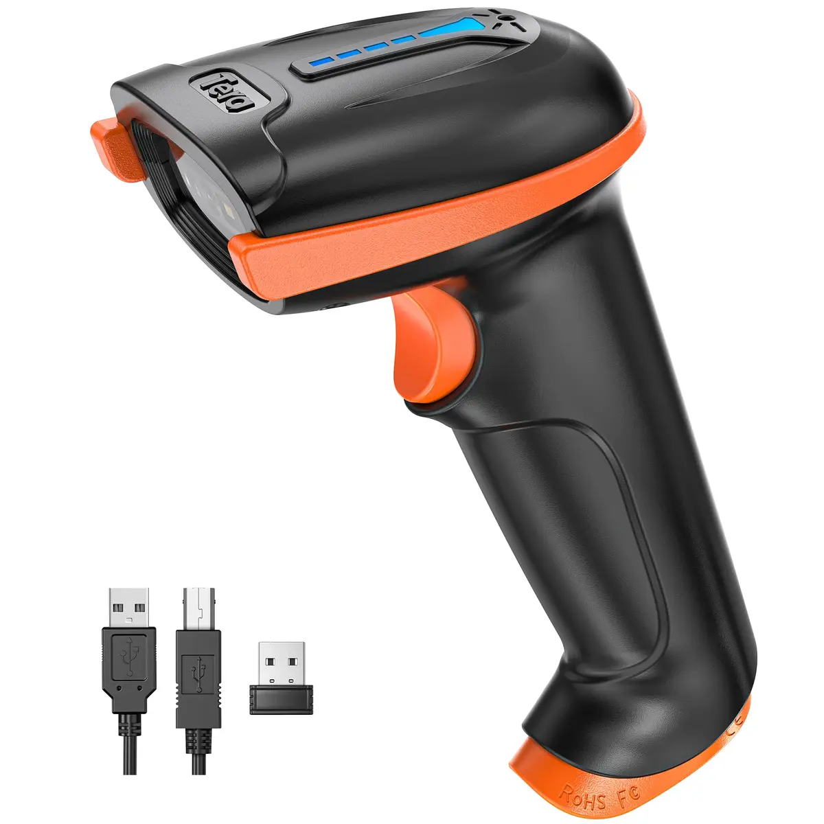Tera Barcode Scanner with Battery Indicator: 2D Wireless, D5100 Orange | Long Battery Life & IP54 Dust Protection - main product image
