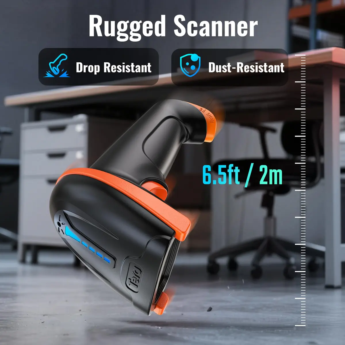 Tera Barcode Scanner with Battery Indicator: 2D Wireless, D5100 Orange | Long Battery Life & IP54 Dust Protection - view 5