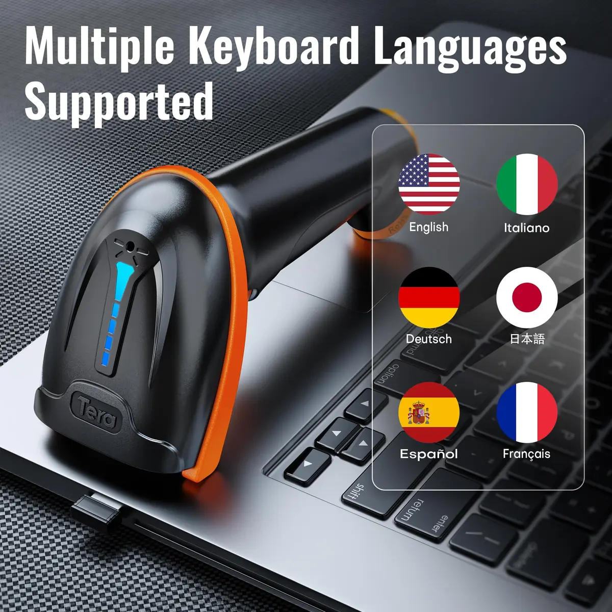 Tera Barcode Scanner with Battery Indicator: 2D Wireless, D5100 Orange | Long Battery Life & IP54 Dust Protection - view 7