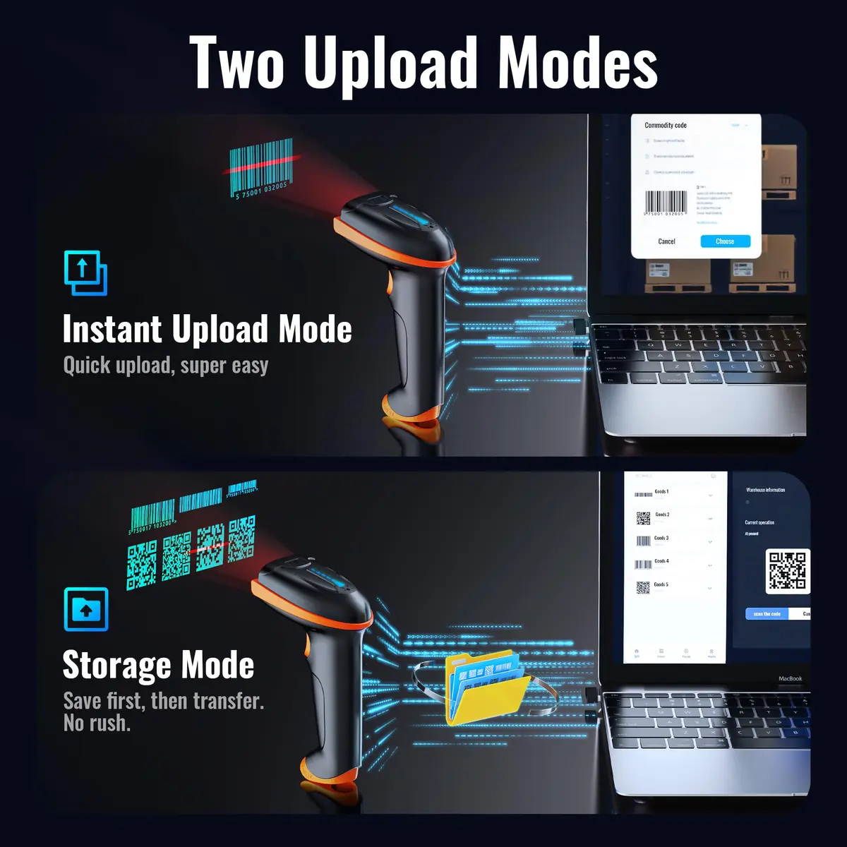 Tera Barcode Scanner with Battery Indicator: 2D Wireless, D5100 Orange | Long Battery Life & IP54 Dust Protection - view 4