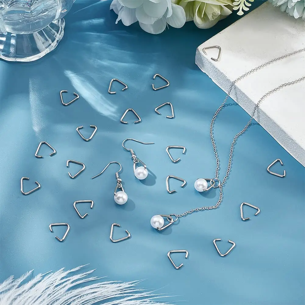 PH PandaHall 400 Pieces Triangle Jump Rings 11x13mm | Iron Jewelry Findings for DIY & Crafts - view 3