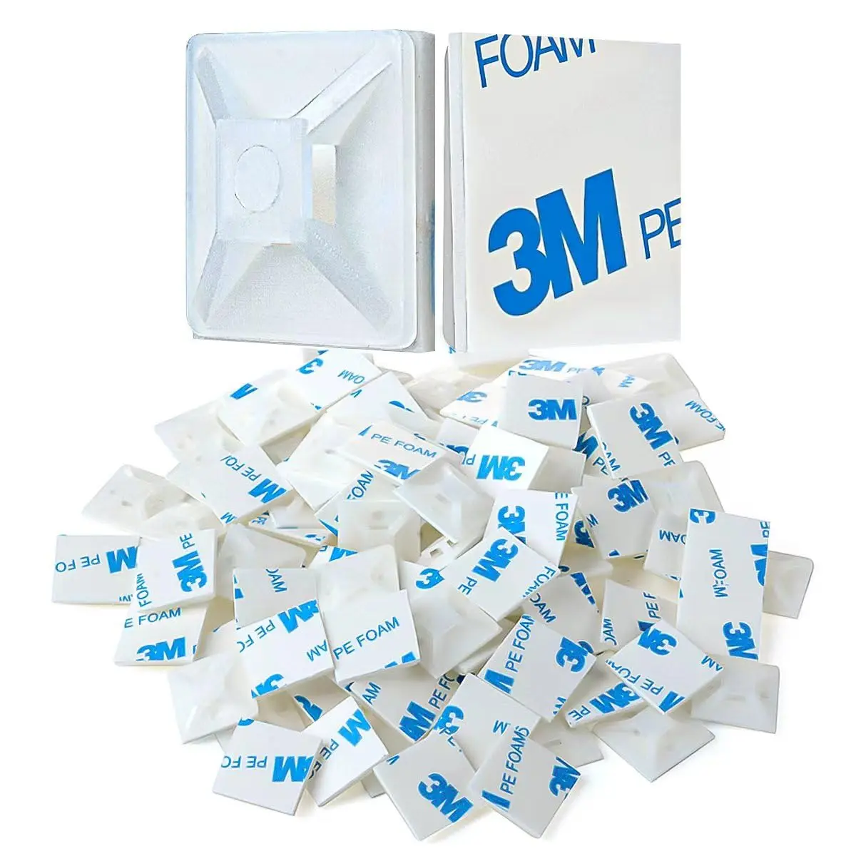 XHF Self Adhesive Cable Tie Mounts 1.1" White | Organize Cables & Power Lines - main product image