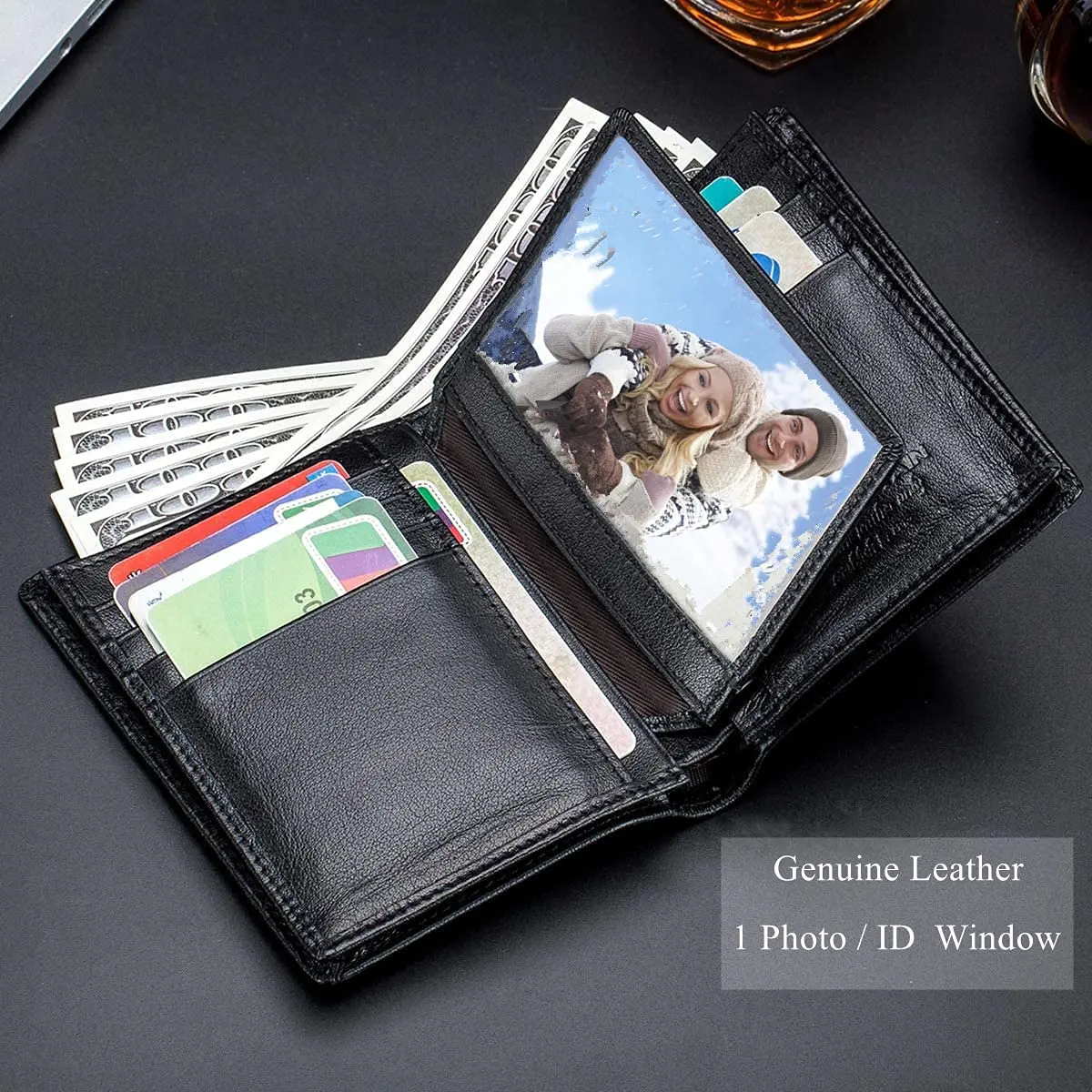 BULLCAPTAIN Genuine Leather RFID Blocking Bifold Wallet for Men QB-027 Black | Large Capacity 15 Card Slots - view 3