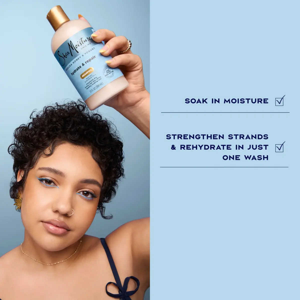 Shea Moisture Hydrate and Repair Shampoo with Manuka Honey & Shea Butter 384ml (13 Fl Oz) | Gentle Cleansing for Damaged Hair - view 5