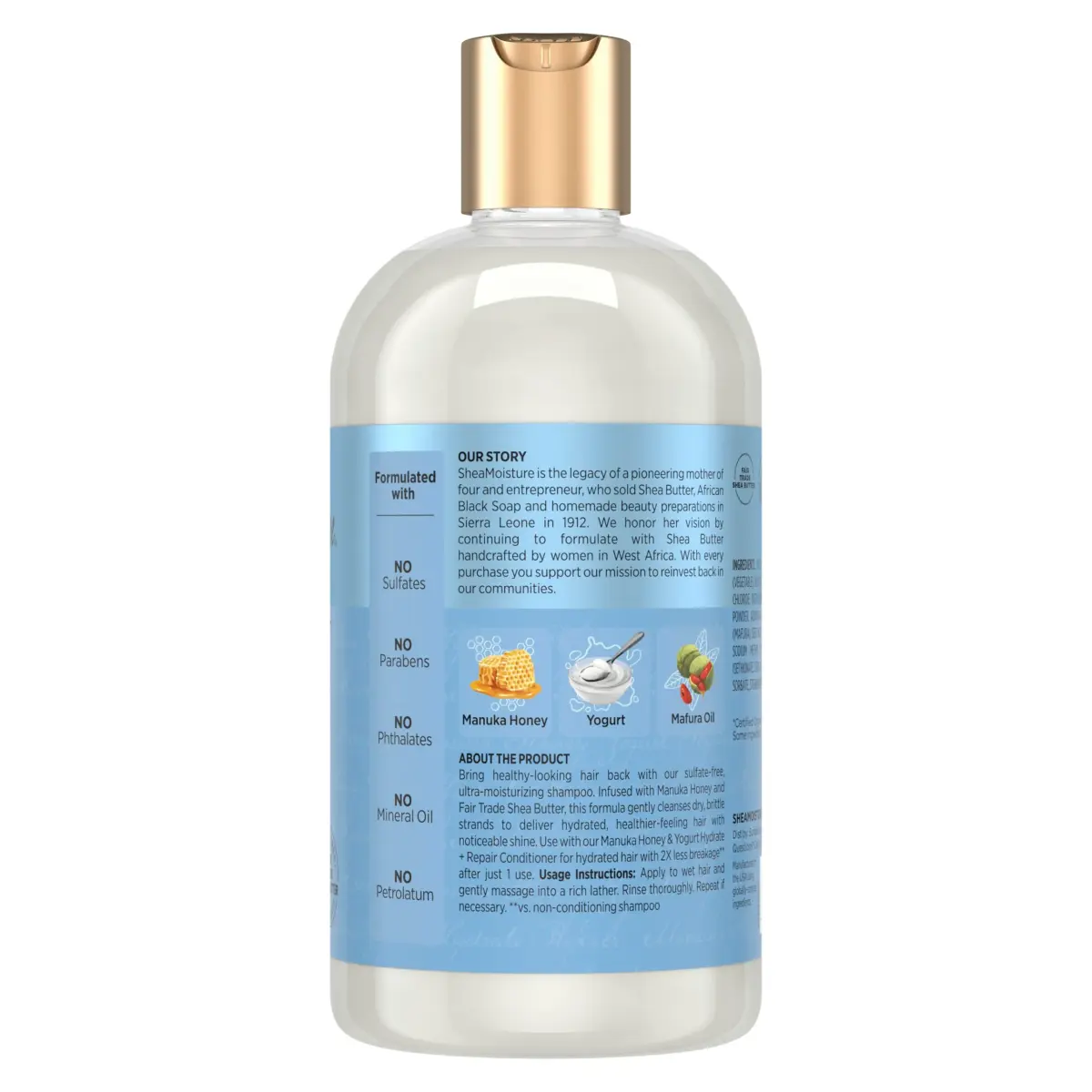 Shea Moisture Hydrate and Repair Shampoo with Manuka Honey & Shea Butter 384ml (13 Fl Oz) | Gentle Cleansing for Damaged Hair - view 2