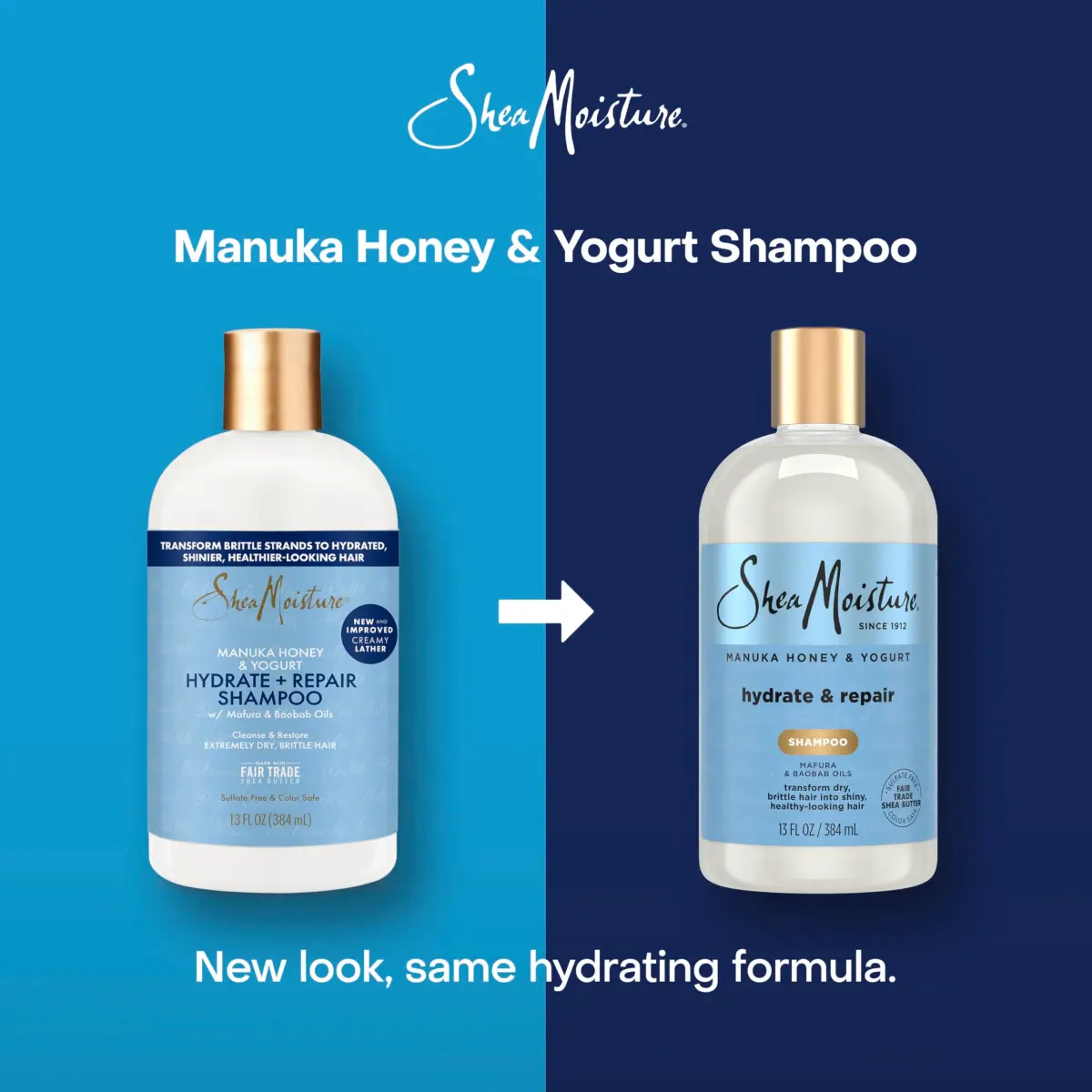 Shea Moisture Hydrate and Repair Shampoo with Manuka Honey & Shea Butter 384ml (13 Fl Oz) | Gentle Cleansing for Damaged Hair - view 3