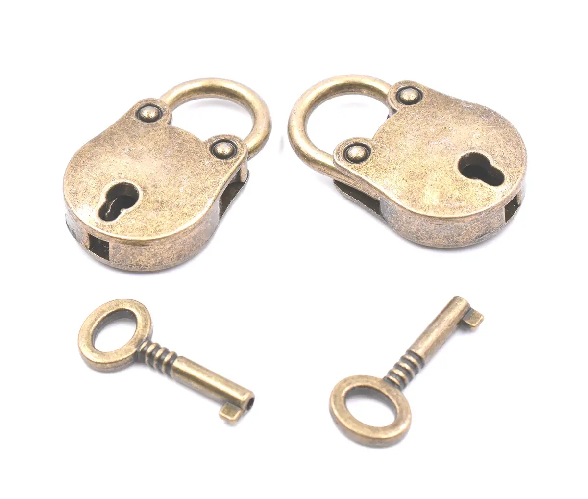 Art&Beauty Vintage Antique Style Mini Padlocks with Keys (2-Pack, Bronze) | Set of 2 Locks - main product image
