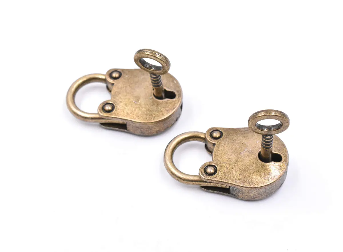 Art&Beauty Vintage Antique Style Mini Padlocks with Keys (2-Pack, Bronze) | Set of 2 Locks - view 3