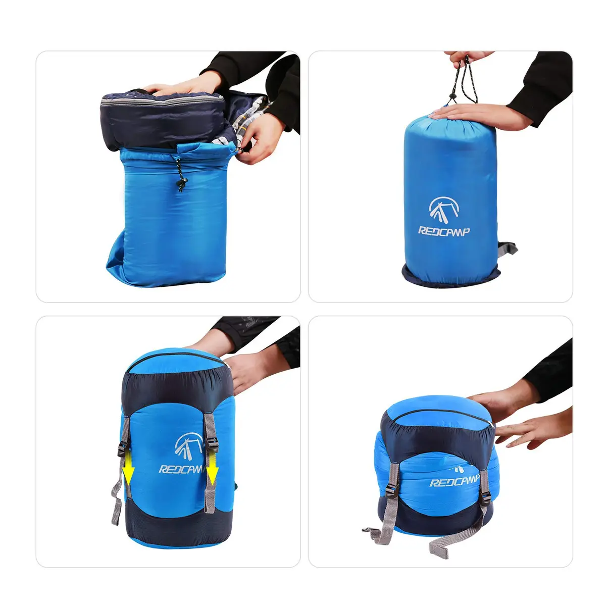 REDCAMP Nylon Compression Stuff Sack Medium Blue | Lightweight Backpacking Gear Organizer - view 6