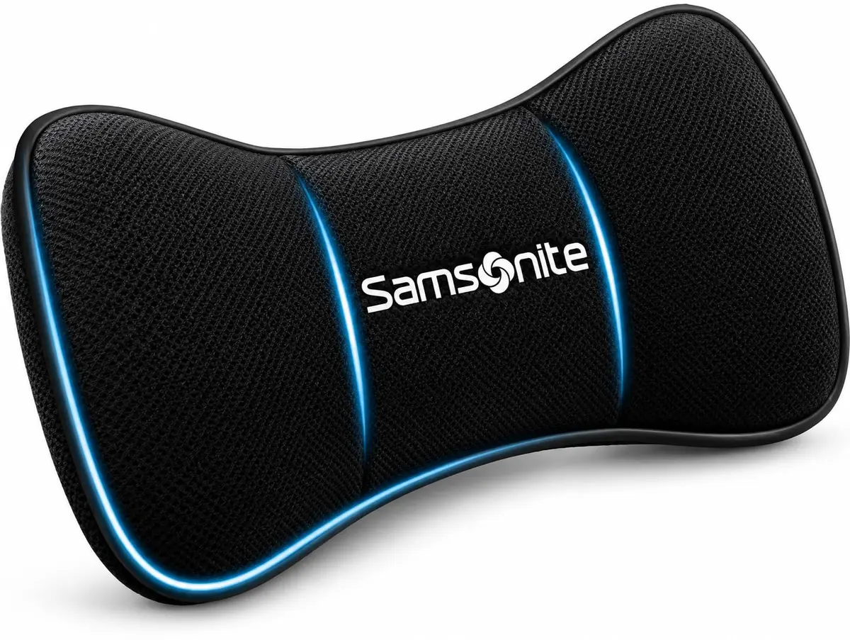 Samsonite Car Neck Pillow – Memory Foam Headrest Cushion, Ergonomic Support for Long Trips & Daily Drives, Black - main product image