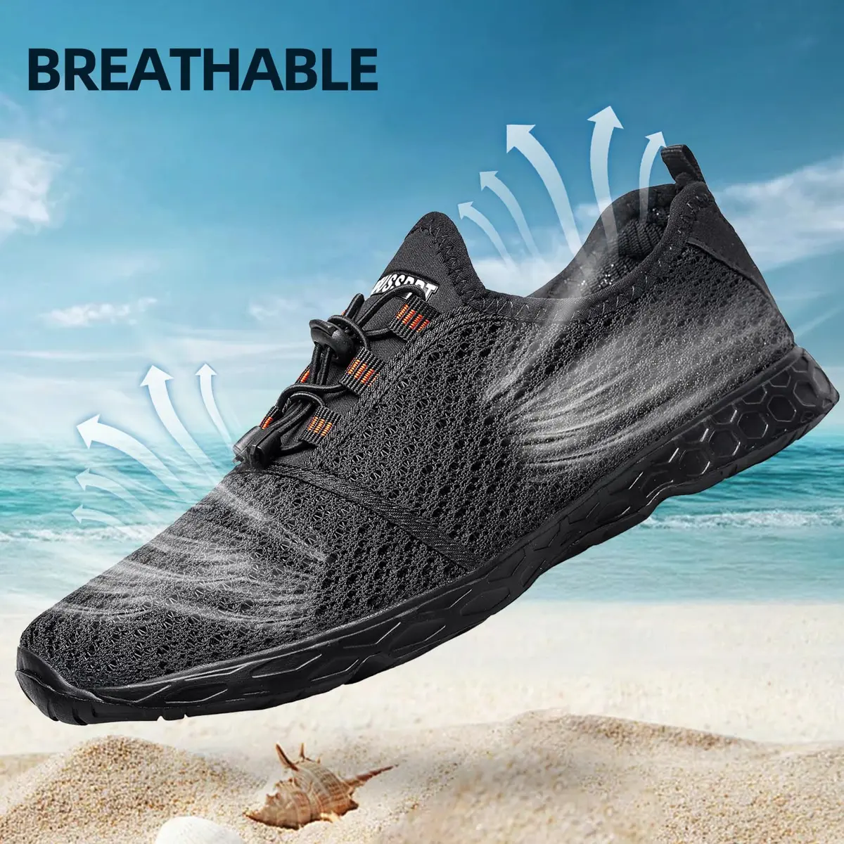 DOUSSPRT Men's Water Shoes Quick Dry for Beach Swim Pool Fishing | Breathable Mesh & Open Sole (110c) - view 5