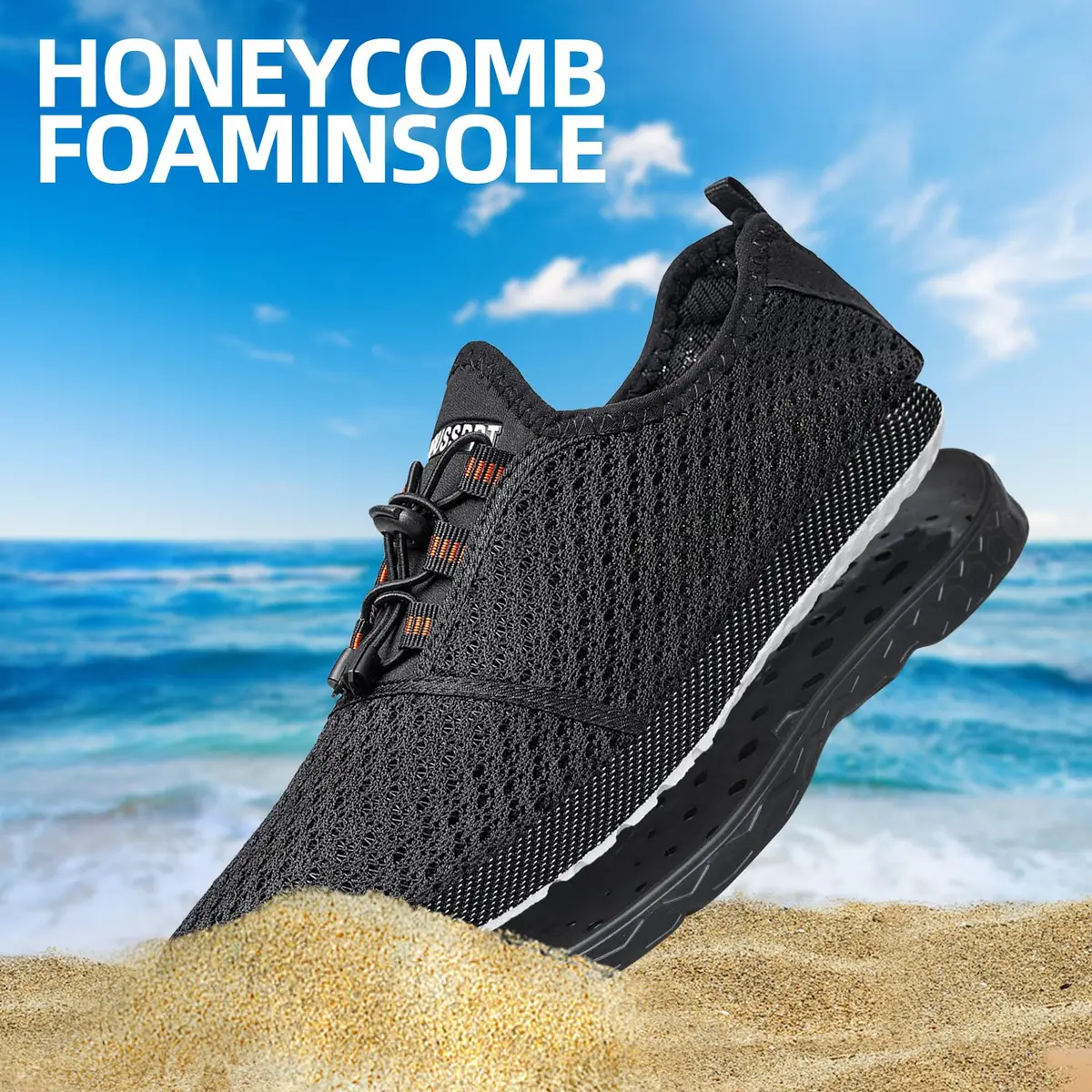 DOUSSPRT Men's Water Shoes Quick Dry for Beach Swim Pool Fishing | Breathable Mesh & Open Sole (110c) - view 6