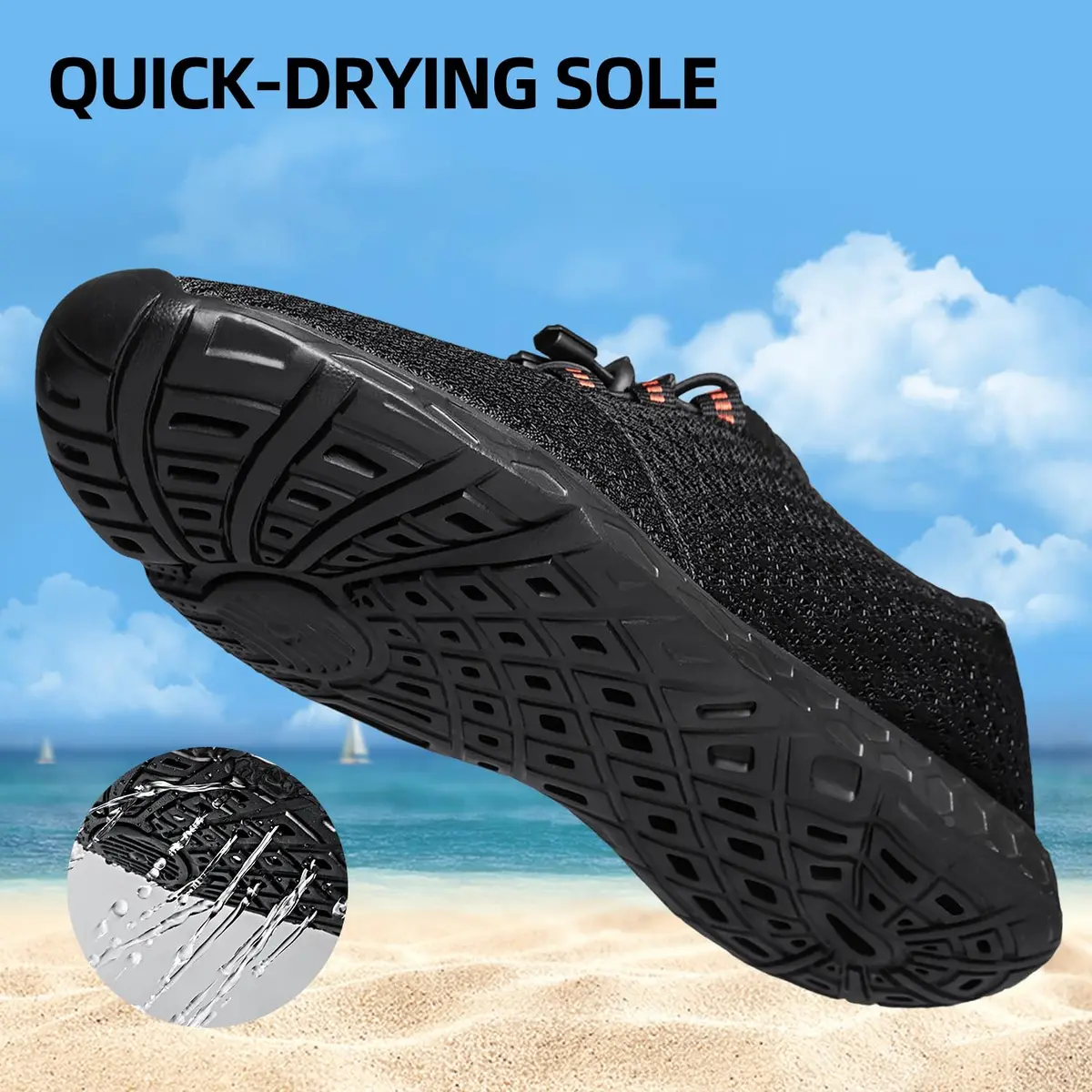 DOUSSPRT Men's Water Shoes Quick Dry for Beach Swim Pool Fishing | Breathable Mesh & Open Sole (110c) - view 4