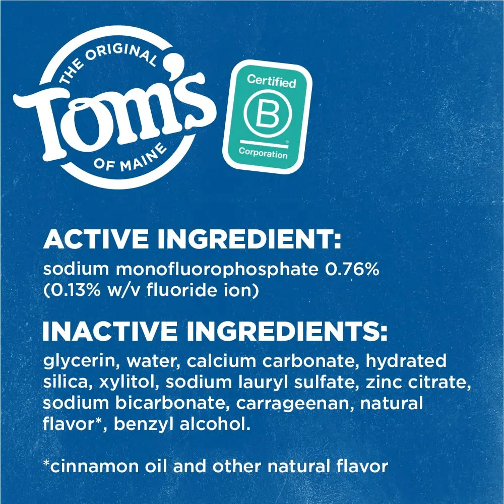Tom's of Maine Cinnamon Clove Whole Care Toothpaste 4 oz | Natural Fluoride for Whole Mouth - view 7