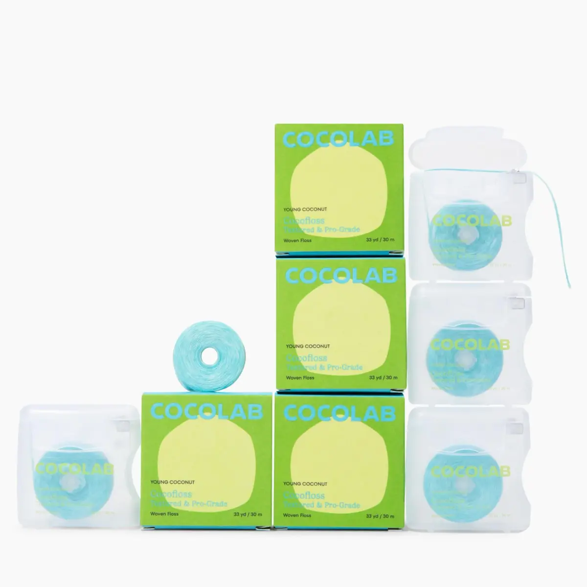 Cocofloss Expanding Woven Dental Floss by COCOLAB, Coconut Scent, 396 Feet (Pack of 4) | Dentist-Designed for Superior Plaque Removal - main product image