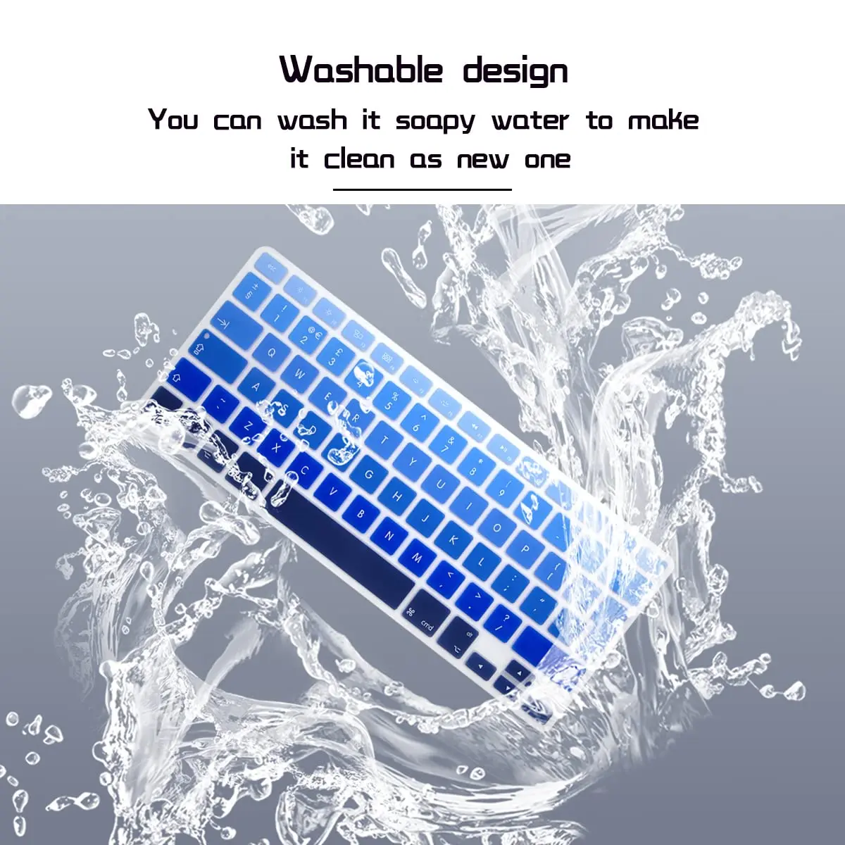 HRH Ombre Blue Keyboard Cover EU for MacBook Air Pro 13" 15" 2015 or Older | Full EU Layout Silicone - view 6