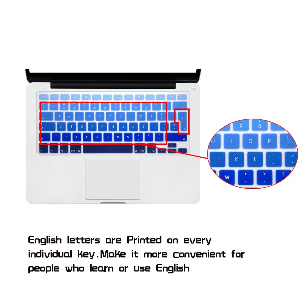 HRH Ombre Blue Keyboard Cover EU for MacBook Air Pro 13" 15" 2015 or Older | Full EU Layout Silicone - view 2