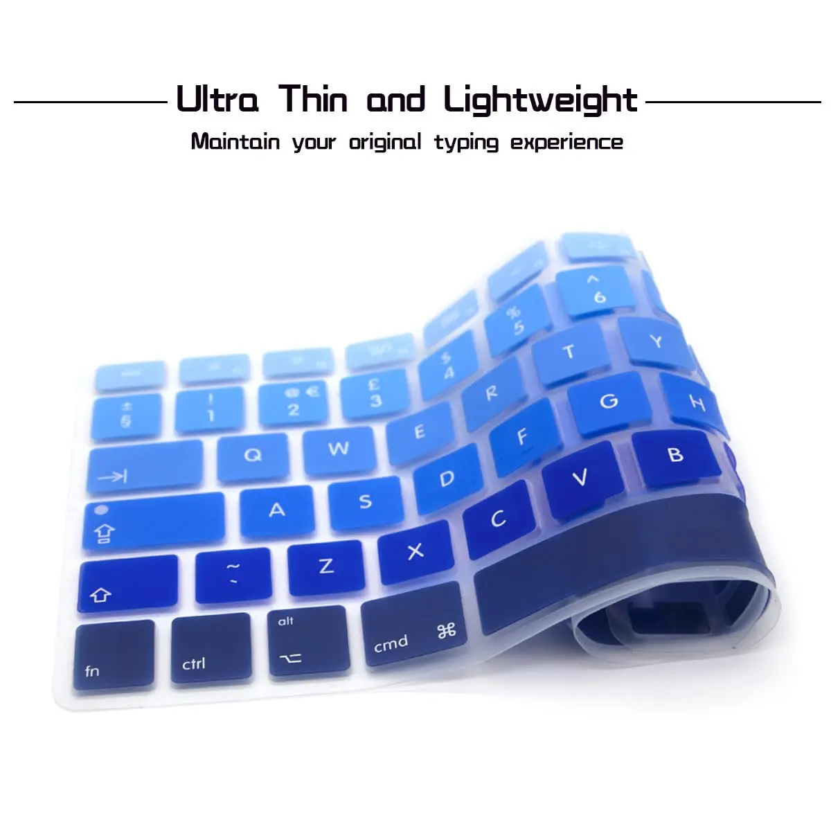 HRH Ombre Blue Keyboard Cover EU for MacBook Air Pro 13" 15" 2015 or Older | Full EU Layout Silicone - view 4