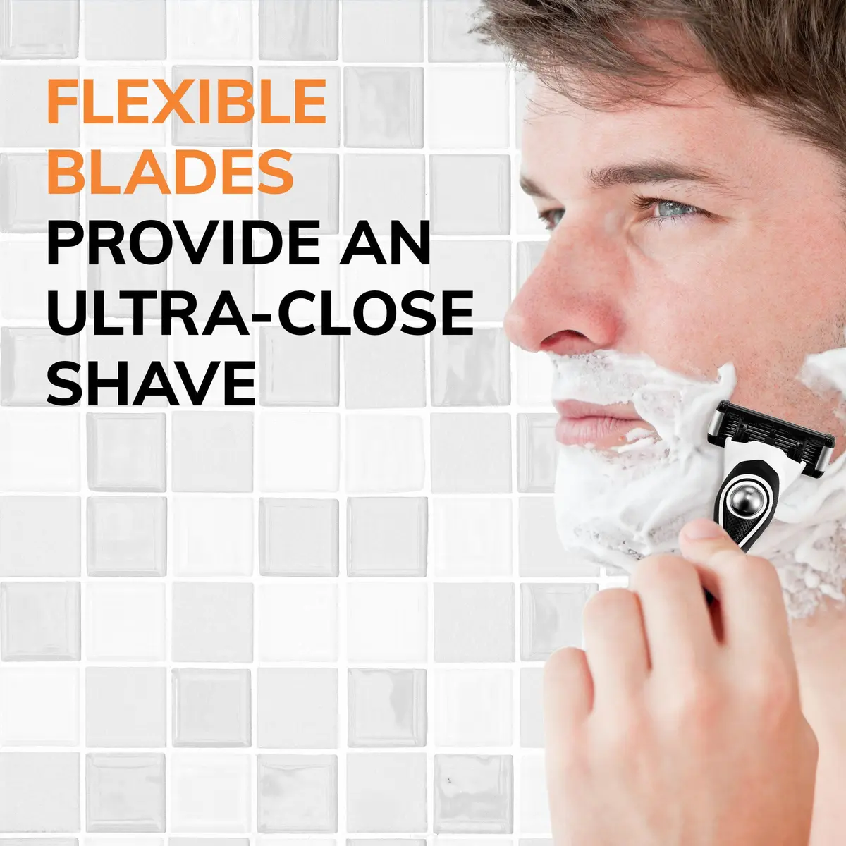 BIC Flex 5 Hybrid Disposable Razors for Men | 1 Handle & 6 Cartridges, 5 Blades, Recycled Plastic Handle, Recyclable Packaging - view 3