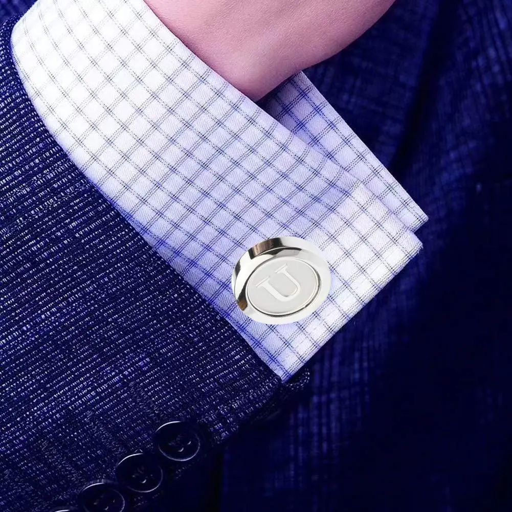 Dannyshi Classic Stainless Steel Initial Cufflinks 26 | Durable, Polished, Elegant (70-120 chars) - view 2