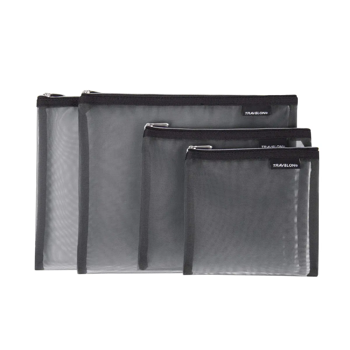 Travelon Set of 4 Mesh Pouches, Gray, 21.4cm x 31.6cm x 2.9cm | Organize Luggage with Breathable Mesh - view 2