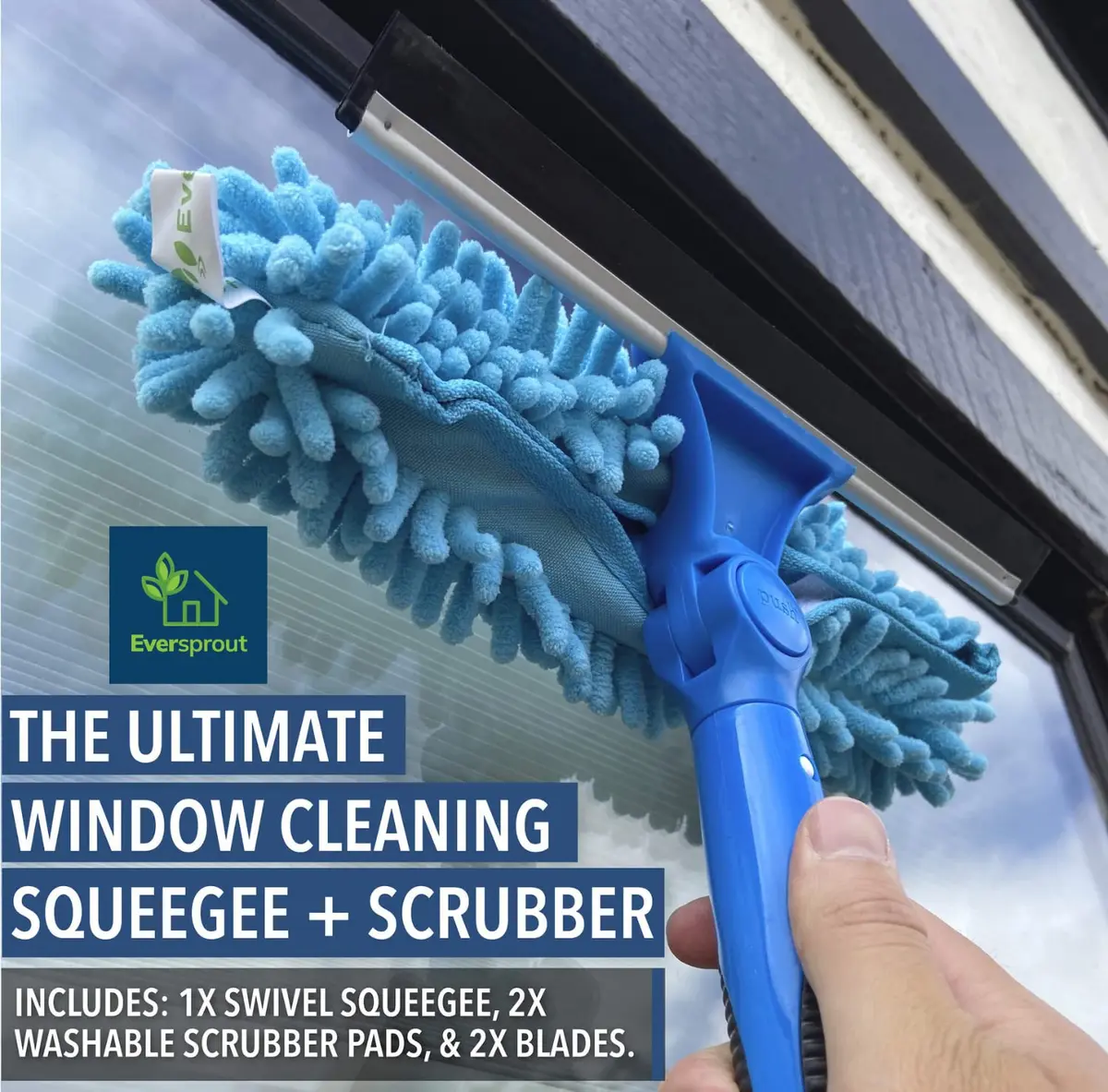 EVERSPROUT Swivel Squeegee & Microfiber Window Scrubber with 5-13ft Extension Pole | Cleans Up to 20ft Reach - view 5