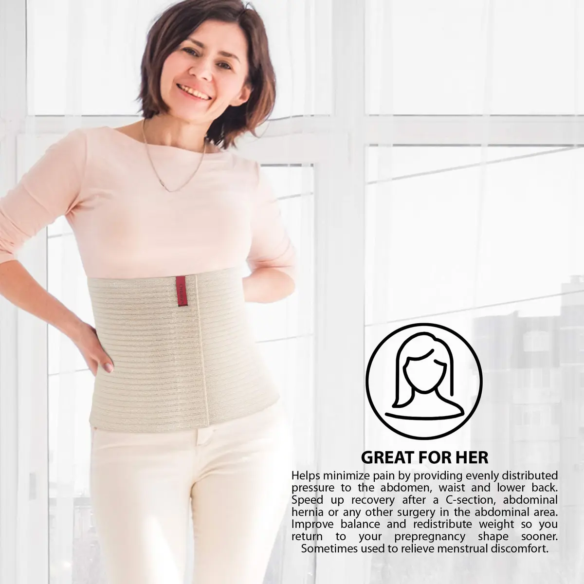ORTONYX Abdominal Binder for Women & Men 26.7 cm (10.5") | Post-Surgical & Postpartum Support Wrap - view 6