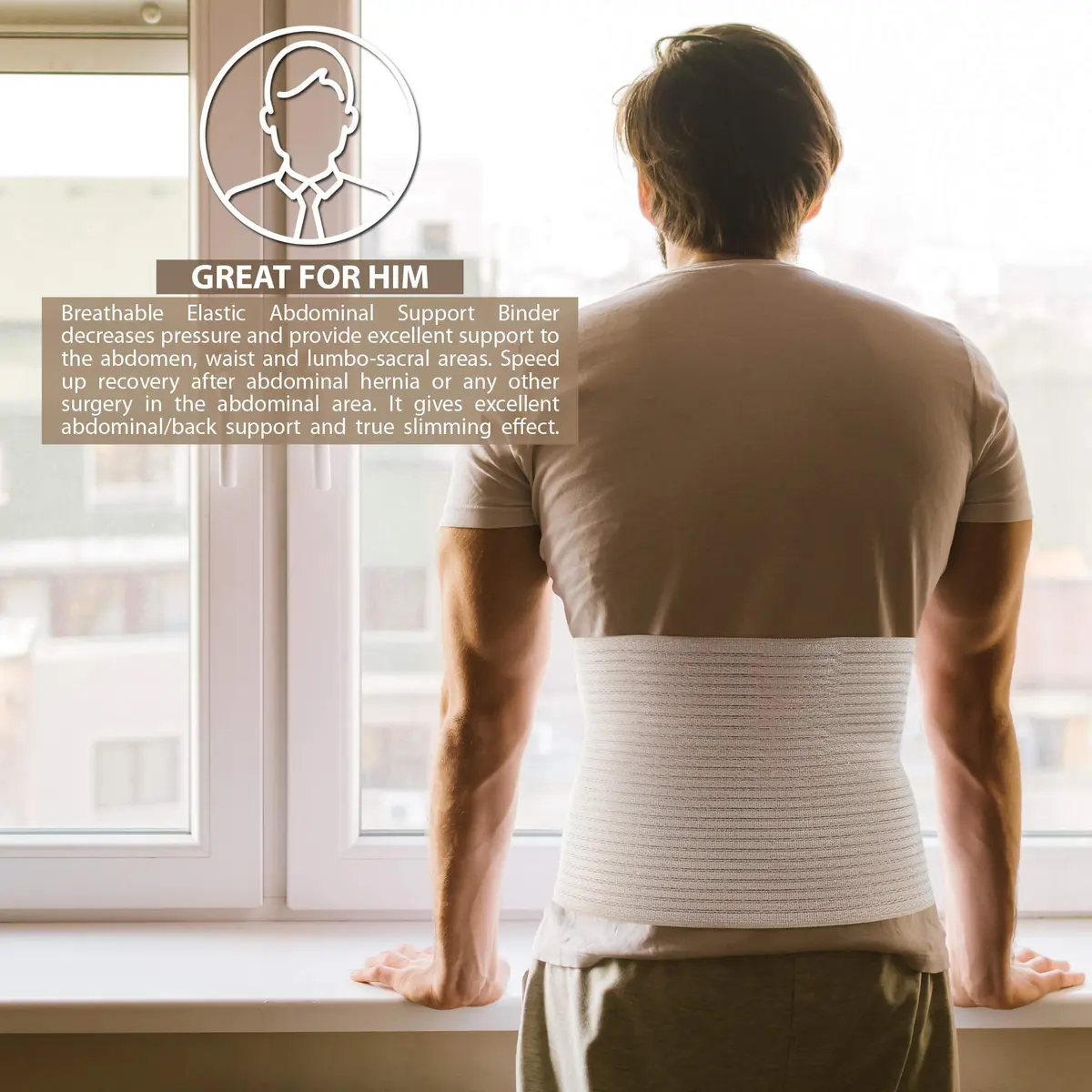ORTONYX Abdominal Binder for Women & Men 26.7 cm (10.5") | Post-Surgical & Postpartum Support Wrap - view 7