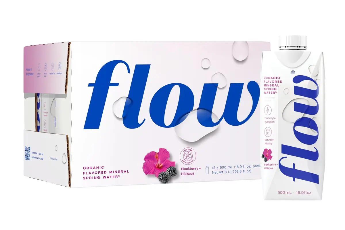 Flow Alkaline Spring Water - Blackberry & Hibiscus Flavored 16.9 Fl Oz | Naturally Alkaline with Electrolytes - main product image