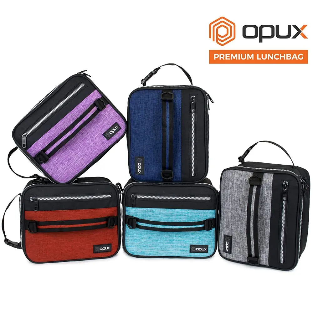 opux Insulated Lunch Bag for Men Women Kids, Soft Lunch Box, Heather Sea Blue | 7L (12 cans) Capacity - view 8