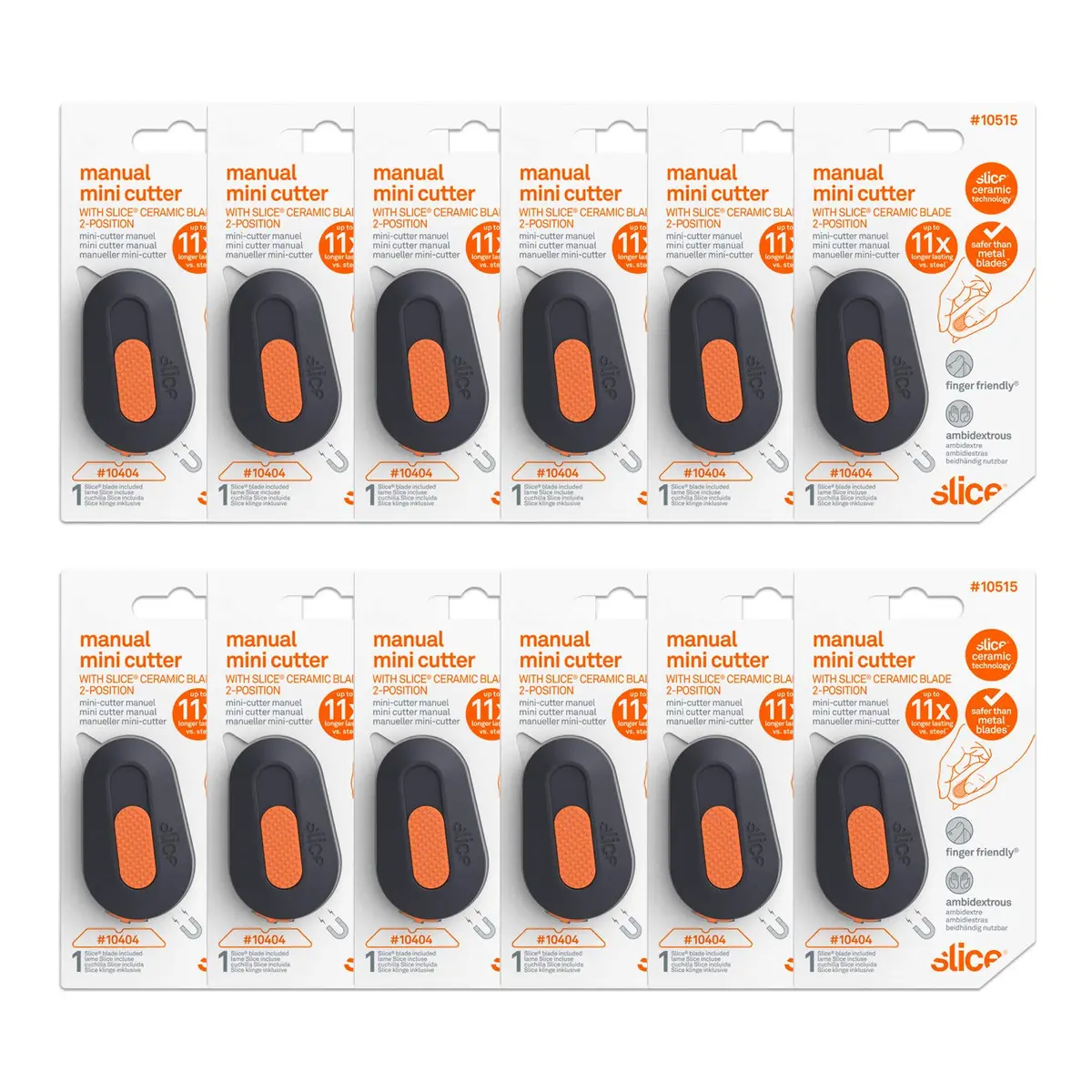 Slice Mini Box Cutter 12 Pack | Safe Ceramic Blade, Retractable, Keychain Opener - main product image