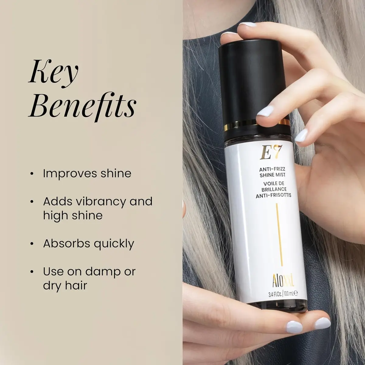 ALOXXI E7 Anti-Frizz Shine Mist — Dry Oil Hair Spray 3.4 Fl Oz | Nourishes & Illuminates - view 2