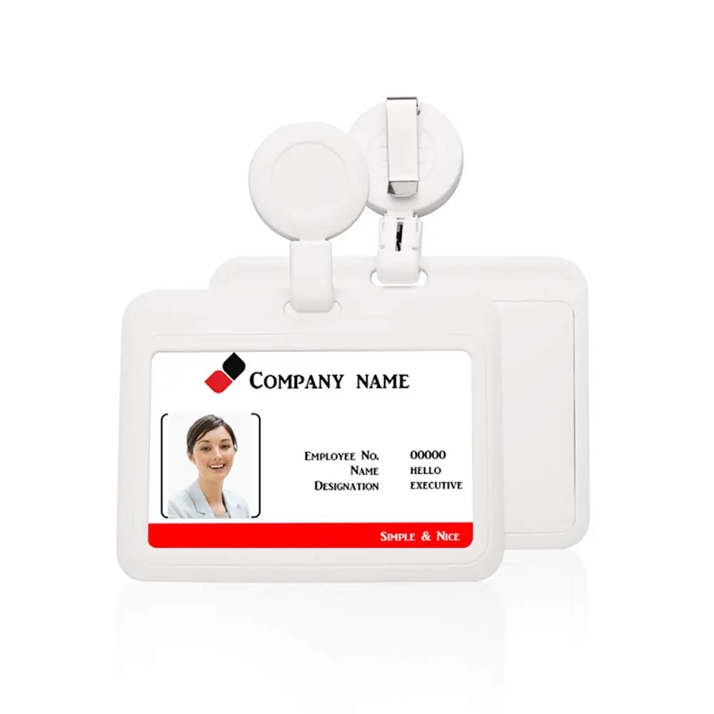 HiCycle2 ID Badge Holder Case Horizontal with Reel Clip 102 x 80MM | Heavy Duty Plastic - main product image