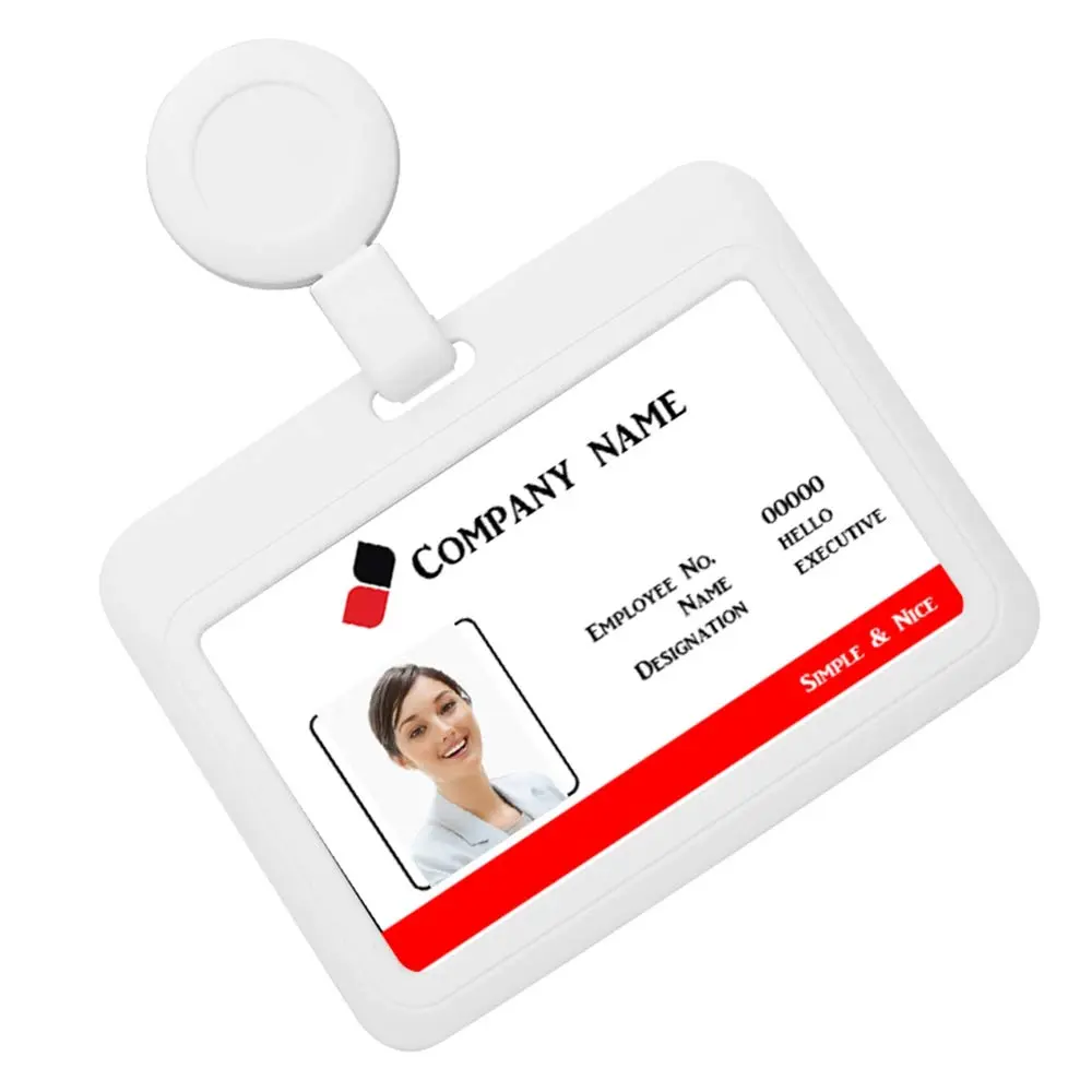 HiCycle2 ID Badge Holder Case Horizontal with Reel Clip 102 x 80MM | Heavy Duty Plastic - view 2