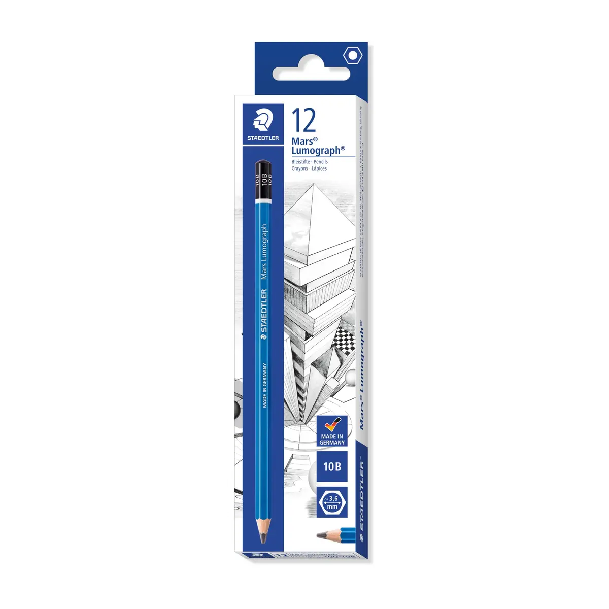 STAEDTLER Mars Lumograph 10B Graphite Pencil 1 Count (Pack of 12) | Very Soft, Break-Resistant Bonded Lead for Sketching & Drawing - main product image